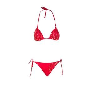 Roberto Cavalli Red Printed Two Piece Halter Neck Tie Bikini Set-